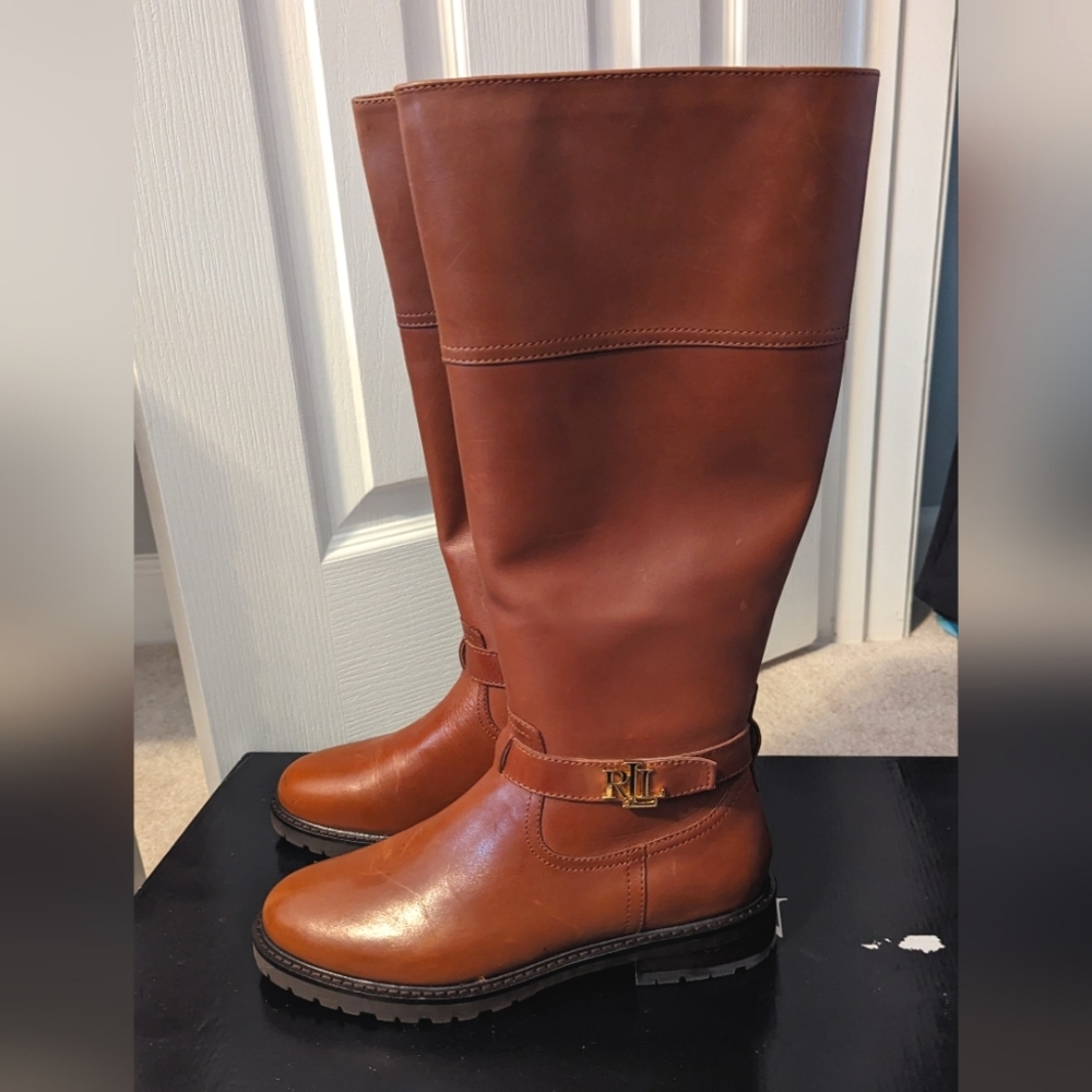 Lauren Ralph Lauren Brown Leather Mid-Calf Boot Size 7.5